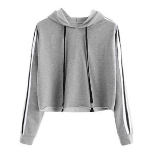 Grey Hoodie Crop Top Sweater